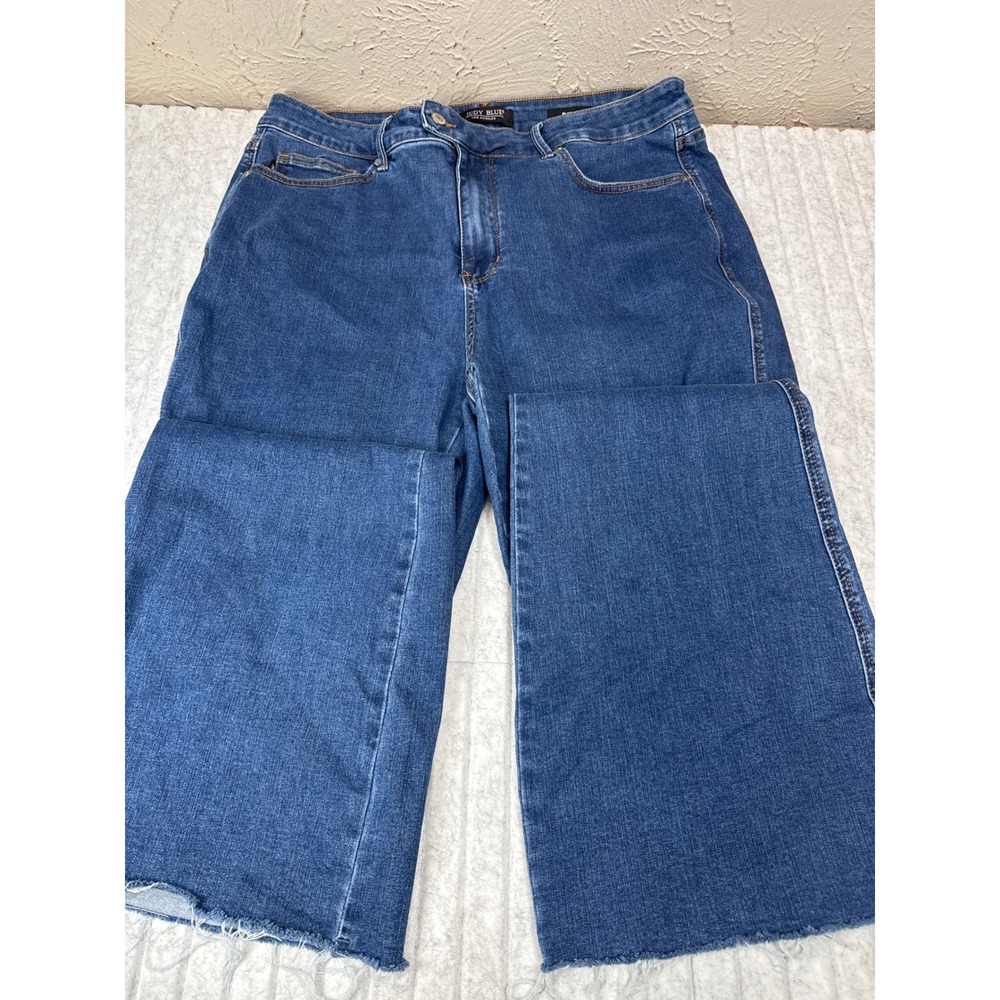 Judy Blue JB88611 Flare Jeans Medium Wash Raw Hem Sorbtek Plus Size 20W Womens